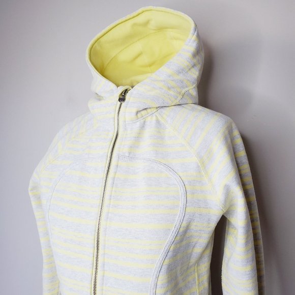 RARE! LULULEMON Striped Yellow Grey Scuba Jacket - Picture 6 of 9